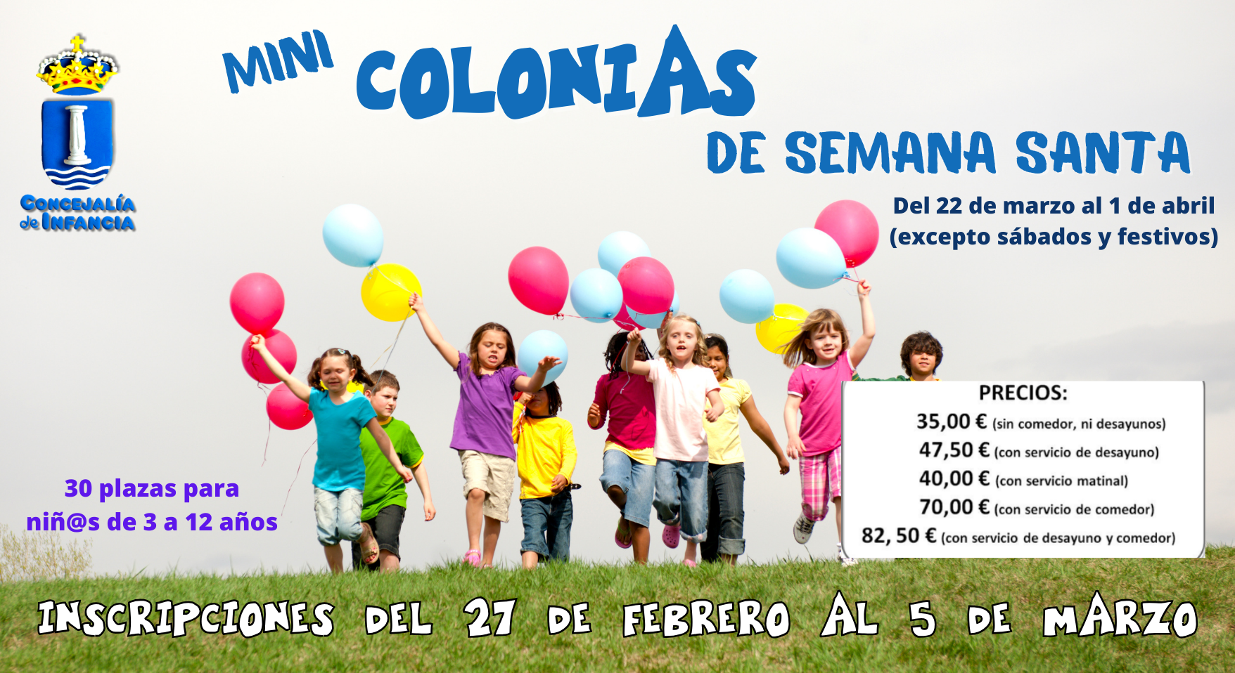 El 27 de febrero se abrirá el plazo de inscripción en las Mini Colonias de Semana Santa